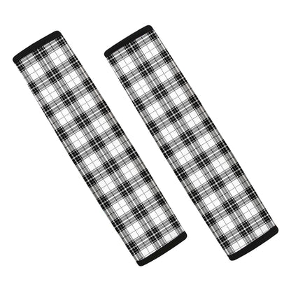 Black And White Tartan Pattern Print Car Seat Belt Covers
