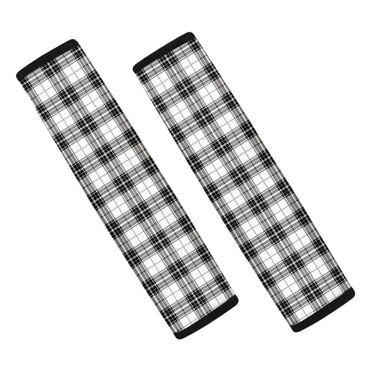 Black And White Tartan Pattern Print Car Seat Belt Covers