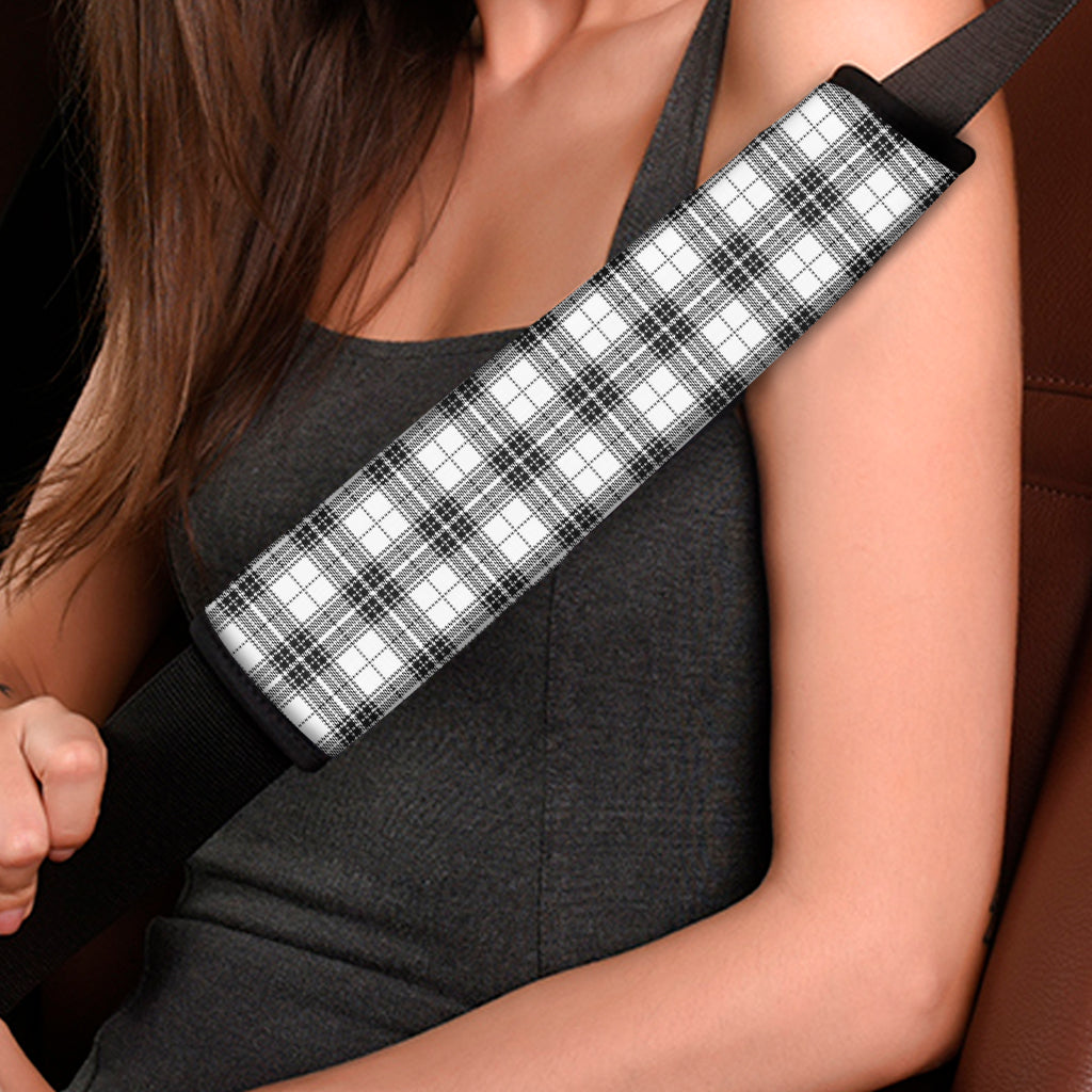 Black And White Tartan Pattern Print Car Seat Belt Covers