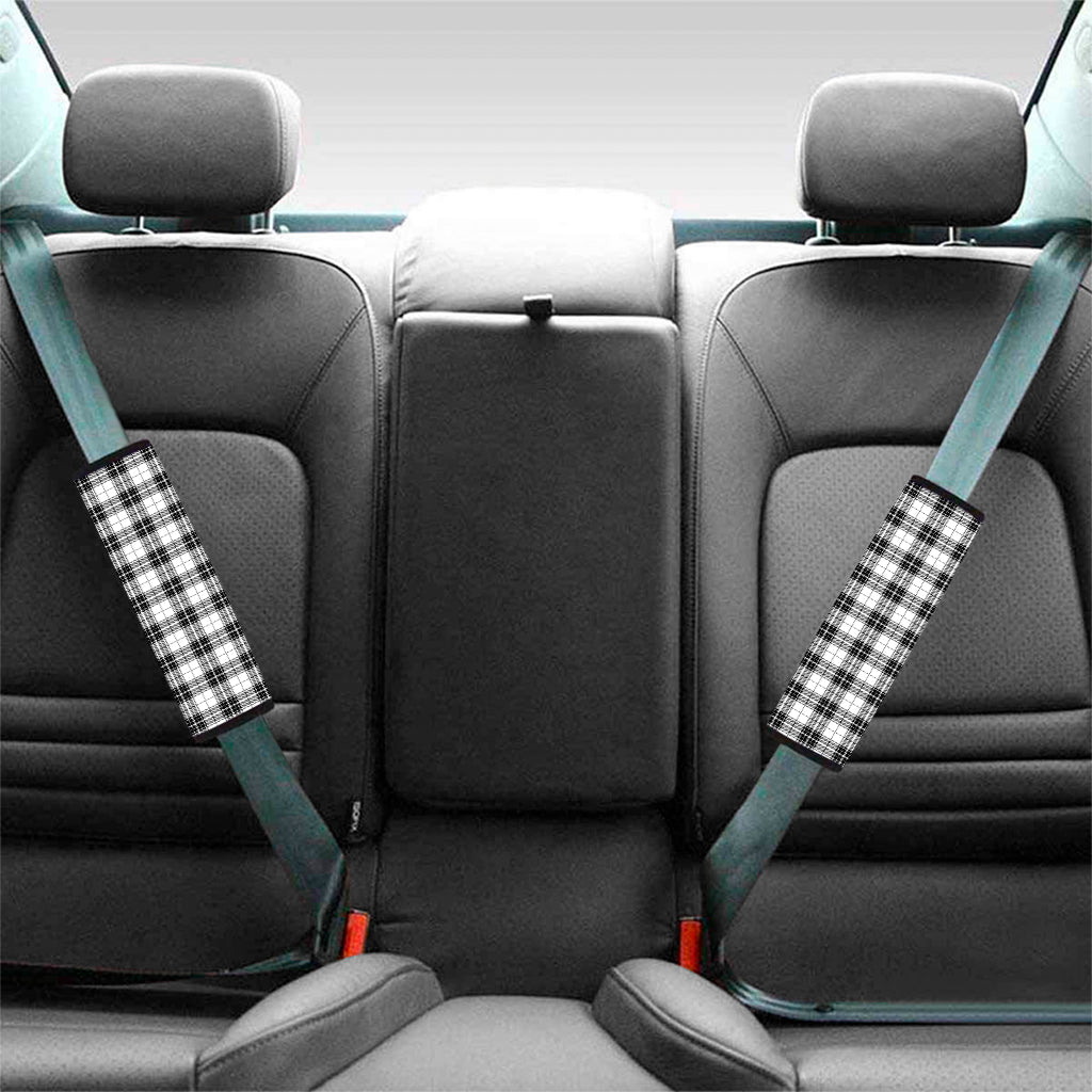 Black And White Tartan Pattern Print Car Seat Belt Covers
