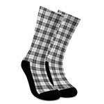 Black And White Tartan Pattern Print Crew Socks