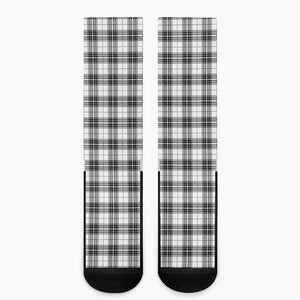 Black And White Tartan Pattern Print Crew Socks