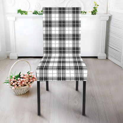 Black And White Tartan Pattern Print Dining Chair Slipcover