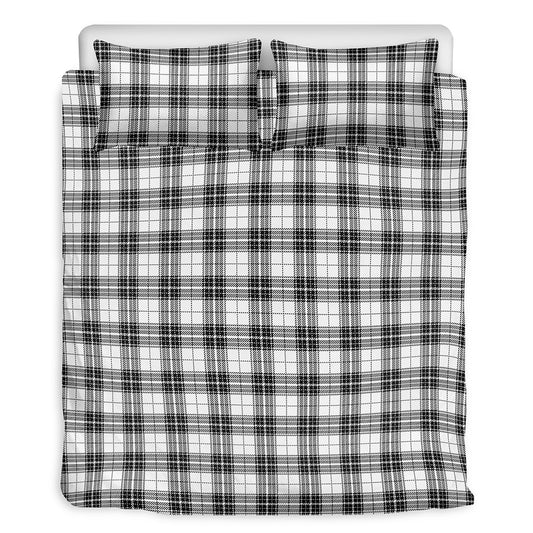 Black And White Tartan Pattern Print Duvet Cover Bedding Set