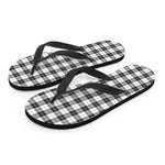 Black And White Tartan Pattern Print Flip Flops