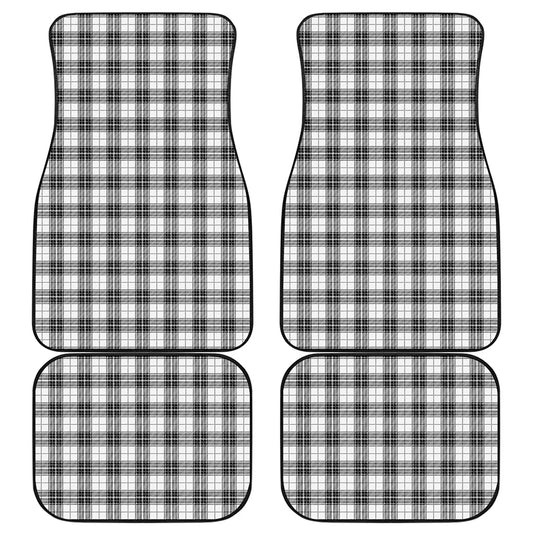 Black And White Tartan Pattern Print Front and Back Car Floor Mats
