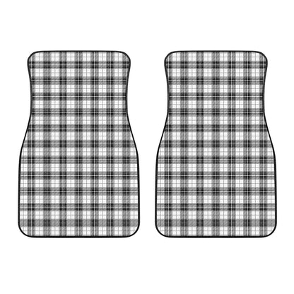 Black And White Tartan Pattern Print Front Car Floor Mats