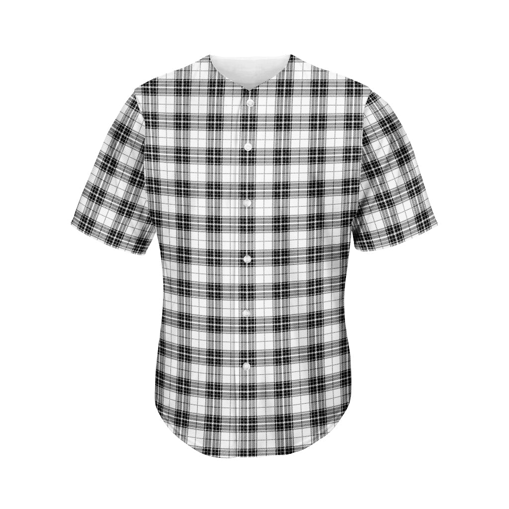 Black And White Tartan Pattern Print Men's Baseball Jersey