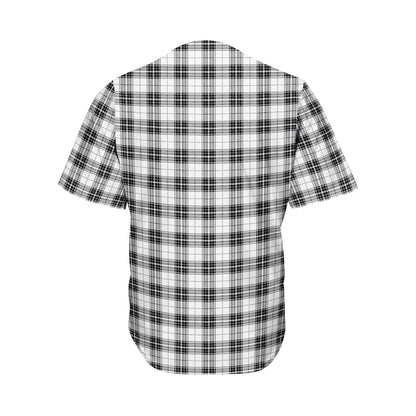 Black And White Tartan Pattern Print Men's Baseball Jersey