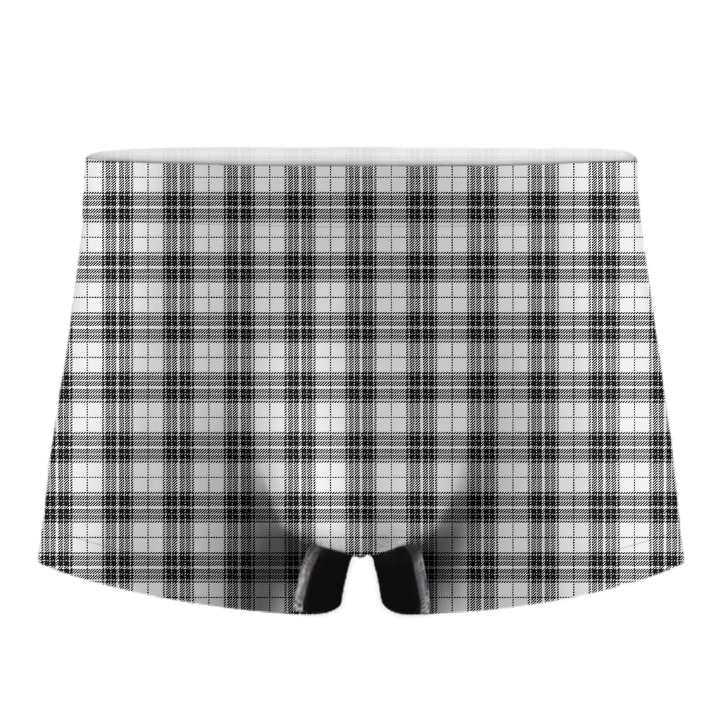 Black And White Tartan Pattern Print Men's Boxer Briefs