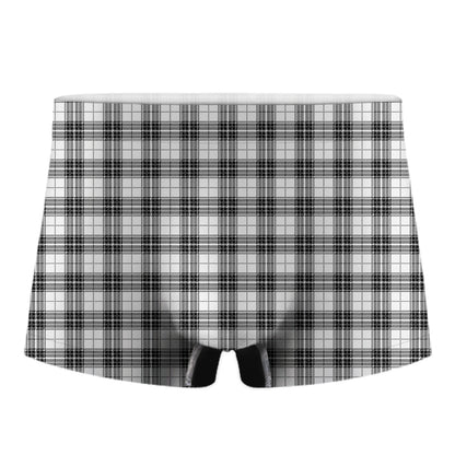 Black And White Tartan Pattern Print Men's Boxer Briefs