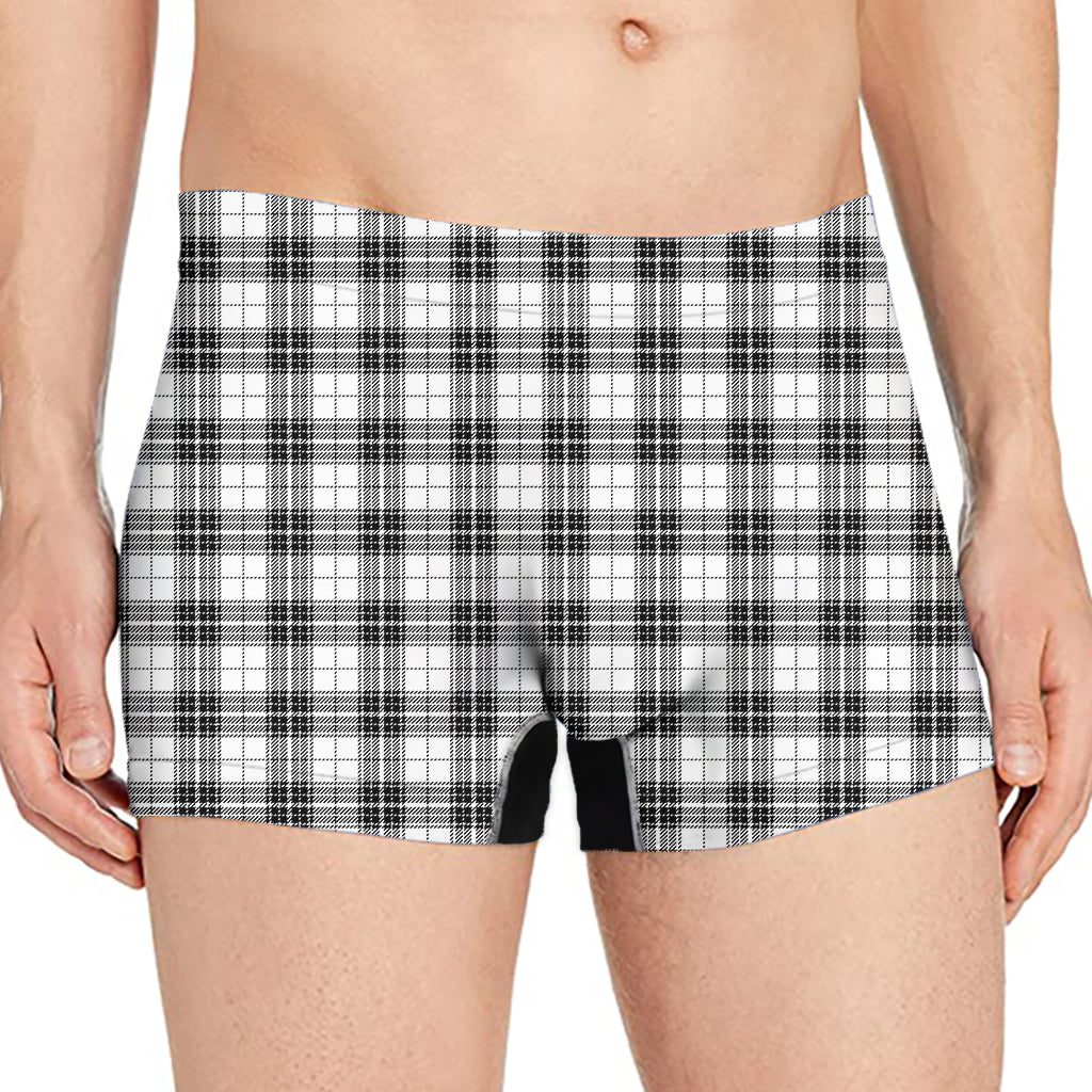 Black And White Tartan Pattern Print Men's Boxer Briefs