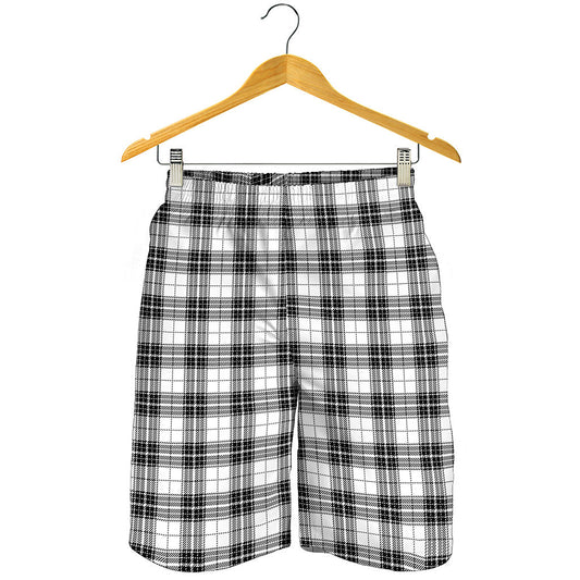 Black And White Tartan Pattern Print Men's Shorts
