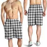 Black And White Tartan Pattern Print Men's Shorts