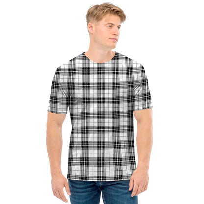 Black And White Tartan Pattern Print Men's T-Shirt