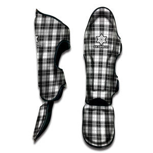 Black And White Tartan Pattern Print Muay Thai Shin Guard