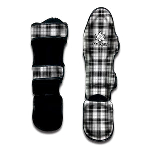 Black And White Tartan Pattern Print Muay Thai Shin Guard