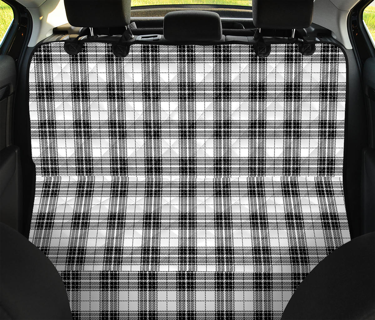 Black And White Tartan Pattern Print Pet Car Back Seat Cover