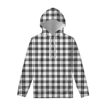 Black And White Tartan Pattern Print Pullover Hoodie