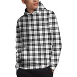 Black And White Tartan Pattern Print Pullover Hoodie