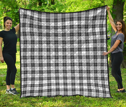 Black And White Tartan Pattern Print Quilt