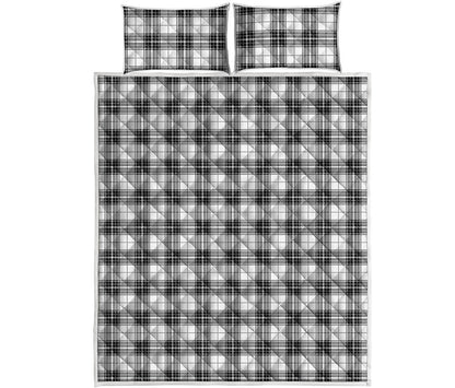 Black And White Tartan Pattern Print Quilt Bed Set