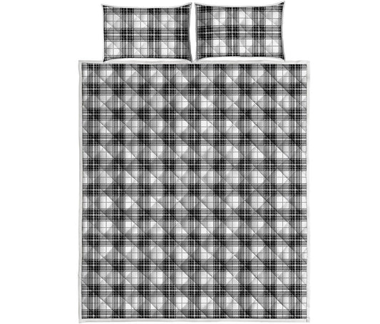 Black And White Tartan Pattern Print Quilt Bed Set
