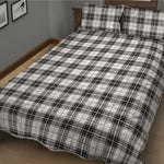 Black And White Tartan Pattern Print Quilt Bed Set