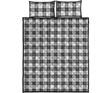 Black And White Tartan Pattern Print Quilt Bed Set