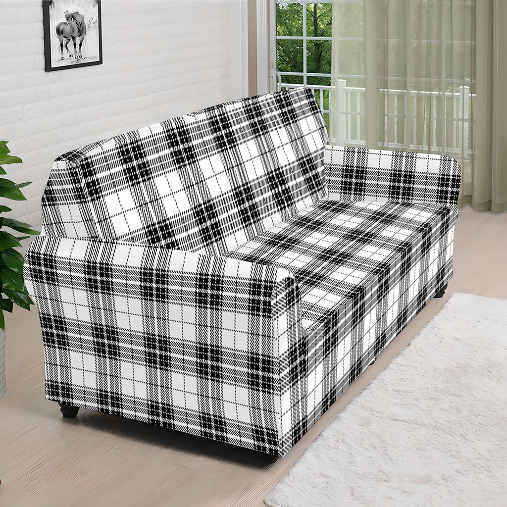 Black And White Tartan Pattern Print Sofa Cover