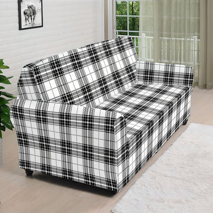 Black And White Tartan Pattern Print Sofa Cover