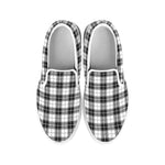 Black And White Tartan Pattern Print White Slip On Shoes