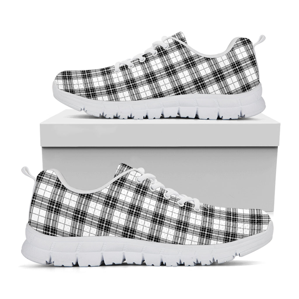 Black And White Tartan Pattern Print White Sneakers