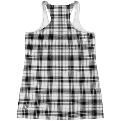 Black And White Tartan Pattern Print Women's Racerback Tank Top