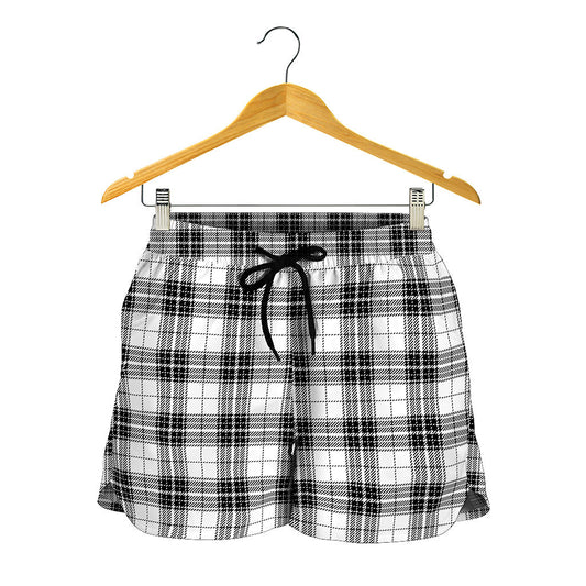 Black And White Tartan Pattern Print Women's Shorts