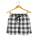 Black And White Tartan Pattern Print Women's Shorts