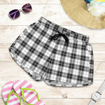 Black And White Tartan Pattern Print Women's Shorts