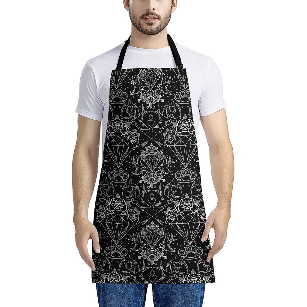 Black And White Tattoo Print Apron