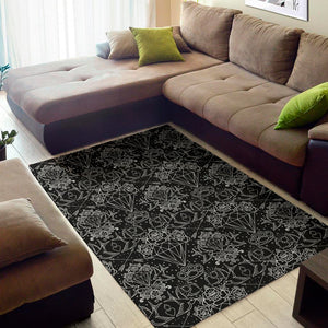 Black And White Tattoo Print Area Rug