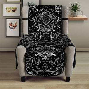 Black And White Tattoo Print Armchair Protector