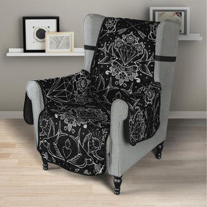 Black And White Tattoo Print Armchair Protector