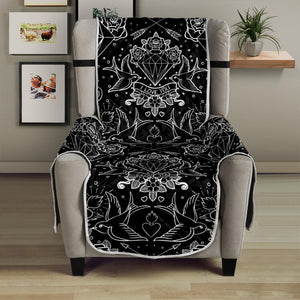 Black And White Tattoo Print Armchair Protector