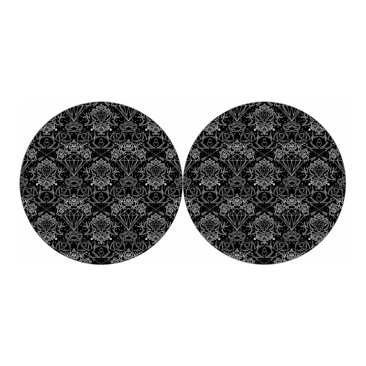 Black And White Tattoo Print Car Coasters