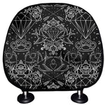 Black And White Tattoo Print Car Headrest Covers