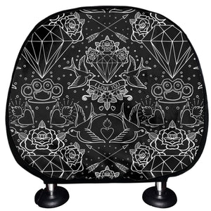 Black And White Tattoo Print Car Headrest Covers