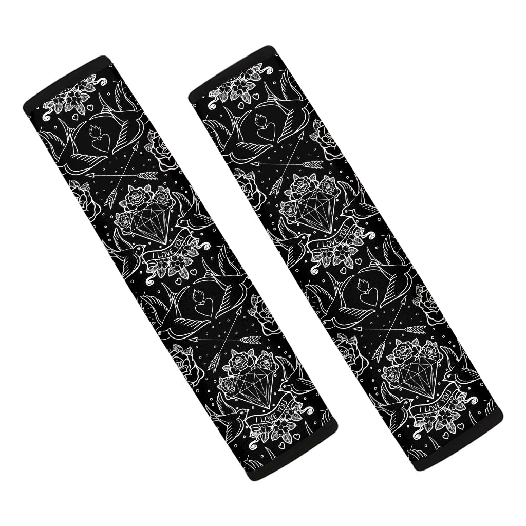 Black And White Tattoo Print Car Seat Belt Covers