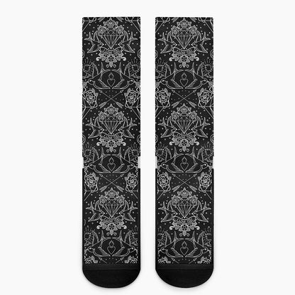 Black And White Tattoo Print Crew Socks