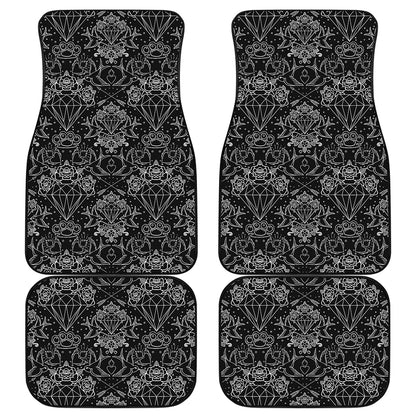 Black And White Tattoo Print Front and Back Car Floor Mats