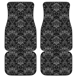 Black And White Tattoo Print Front and Back Car Floor Mats