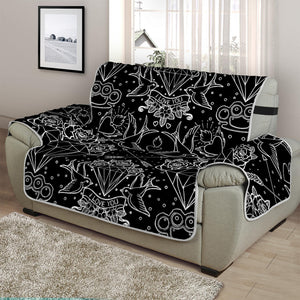 Black And White Tattoo Print Half Sofa Protector